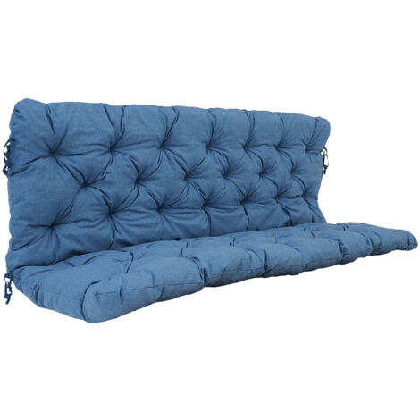 Auflagen 3er Bankkissen Bankauflage Polsterkissen 150x98x8 cm, blau/grau
