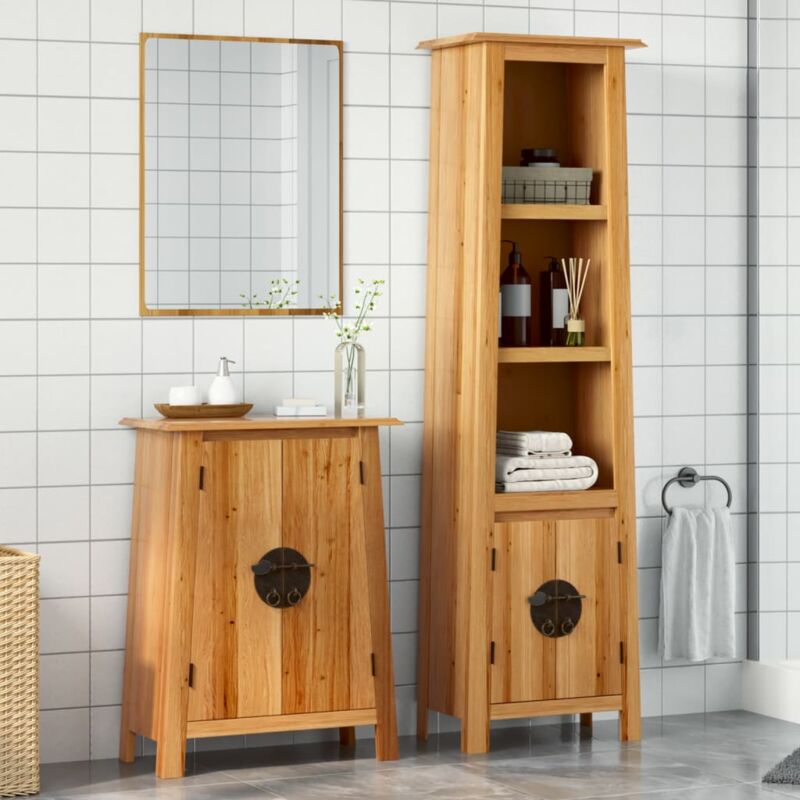 2 Piece Bathroom Furniture Set Bathroom Cabinet Set Solid Wood Pine VSVS894104