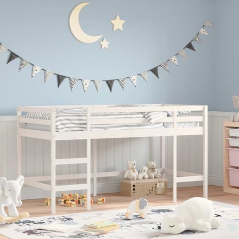 Kids' Loft Bed，Single bed without Mattress with Ladder 90x190 cm Single VSVS89490
