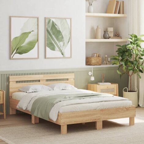 Double Bed Frame Bed Frame without Mattress Sonoma Oak 120x190 cm Small Double VSVS31089
