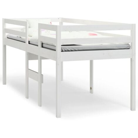 Single Bed，High Sleeper Bed without Mattress White 90x200 cm Solid Wood Pine VSVS42305