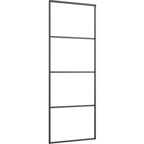 Sliding Door，kitchen door Frosted ESG Glass and Aluminium 76x205 cm Black VSVS30486