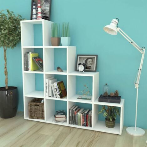 Staircase Bookcase，Book Cabinet，Bookshelf/Display Shelf 142 cm White VSVS40638
