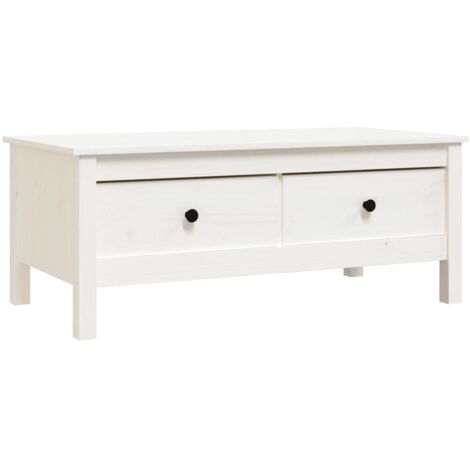 Coffee Table，Center table，Low table White 100x50x40 cm Solid Wood Pine VSVS20399