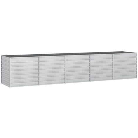 Garden Raised Bed，Planter，Plant pot，Flower box 400x80x77 cm Galvanized Steel Silver CFW53958