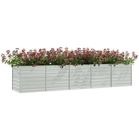 Garden Raised Bed，Planter，Plant pot，Flower box 400x80x77 cm Galvanized Steel Silver CFW53958