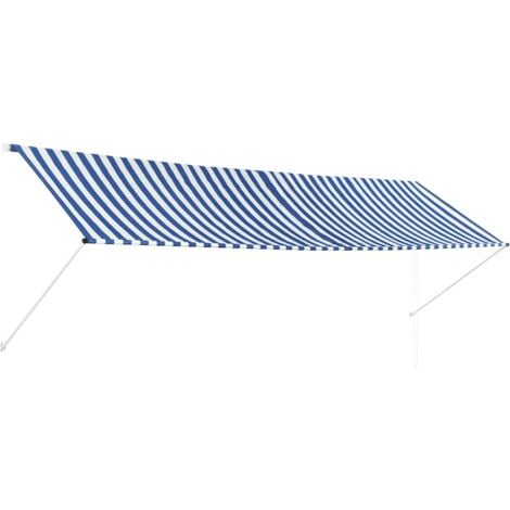 Retractable Awning，Outdoor Privacy Awning 400x150 cm Blue and White CFW79570