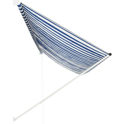 Retractable Awning，Outdoor Privacy Awning 400x150 cm Blue and White CFW79570