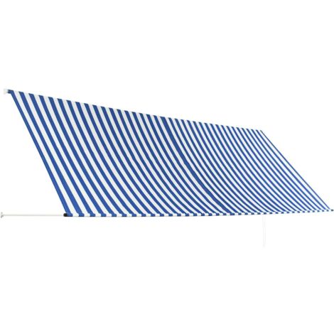Retractable Awning，Outdoor Privacy Awning 400x150 cm Blue and White CFW79570