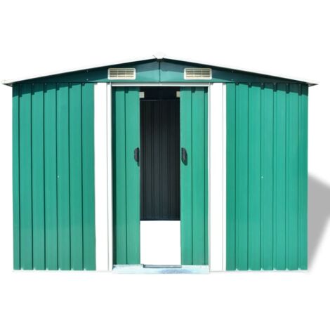 Garden Storage Shed，Garden shed，Tool shed Green Metal 257x205x178 cm CFW85881