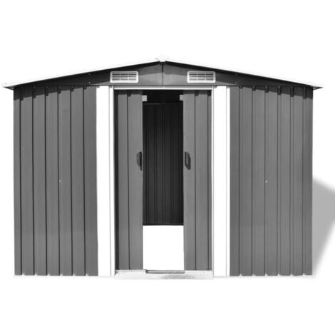 Garden Storage Shed，Garden shed，Tool shed Grey Metal 257x205x178 cm CFW22922