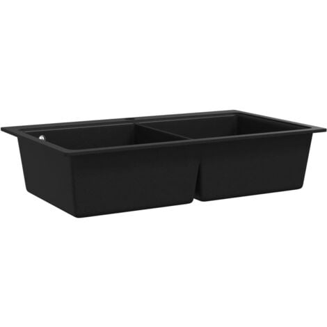 Overmount Kitchen Sink，Wash Basin Double Basin Granite Black VSVS120645