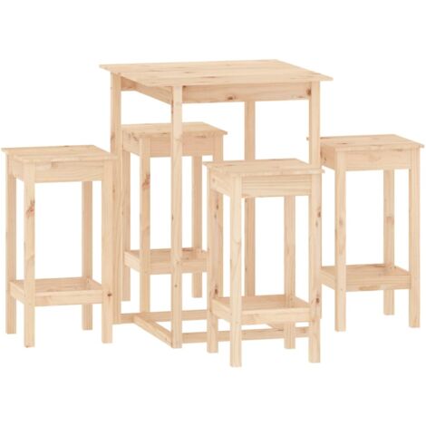 5 Piece Bar Set Solid Wood Pine VSVS605234