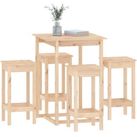 5 Piece Bar Set Solid Wood Pine VSVS605234