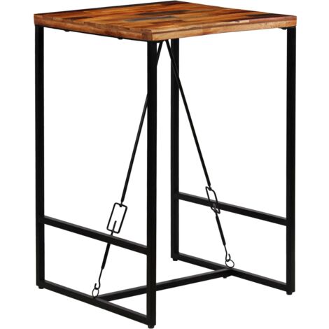 Bar Set 3 Pieces Solid Reclaimed Wood and Genuine Goat Leather VSVS521229