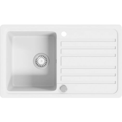 Granite Kitchen Sink，Wash Basin Single Basin with Drainer Reversible Cream White VSVS885284