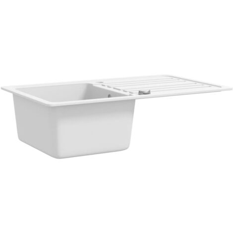 Granite Kitchen Sink，Wash Basin Single Basin with Drainer Reversible Cream White VSVS885284