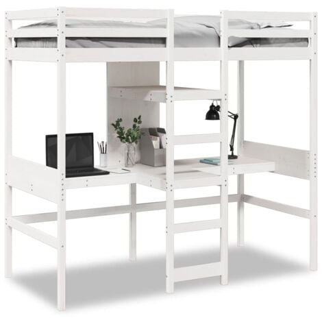 Single Bed，Adult bed，Loft Bed Frame without Mattress White 80x200cm Solid Wood Pine VSVS388407