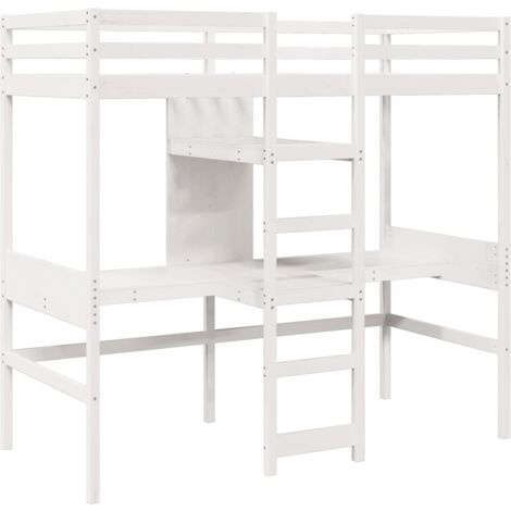 Single Bed，Adult bed，Loft Bed Frame without Mattress White 80x200cm Solid Wood Pine VSVS388407