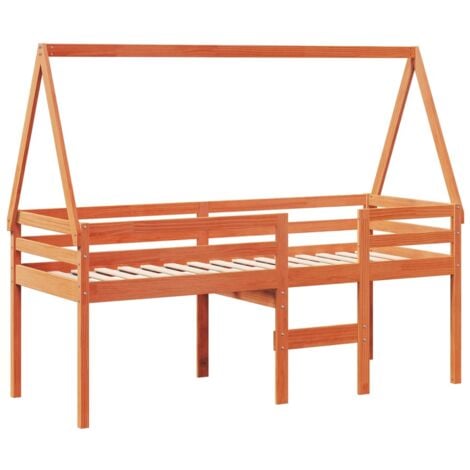 Single Bed，Adult bed，High Sleeper Bed without Mattress Wax Brown 90x190 cm Single Solid Wood Pine VSVS692319