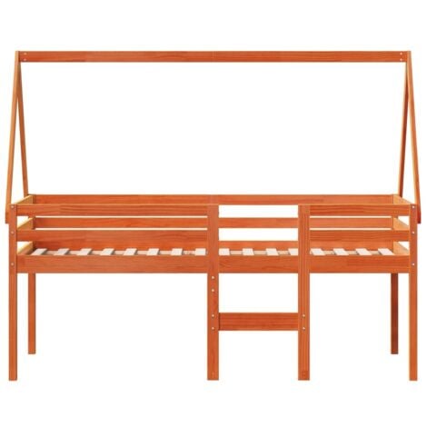 Single Bed，Adult bed，High Sleeper Bed without Mattress Wax Brown 90x190 cm Single Solid Wood Pine VSVS692319