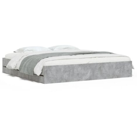 Double bed，Adult bed，Bed Frame with Drawers without Mattress Concrete Grey 200x200 cm VSVS389424