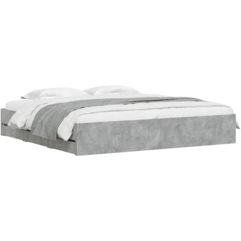 Double bed，Adult bed，Bed Frame with Drawers without Mattress Concrete Grey 200x200 cm VSVS389424