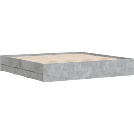 Double bed，Adult bed，Bed Frame with Drawers without Mattress Concrete Grey 200x200 cm VSVS389424