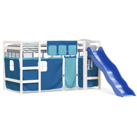 Single Bed，Children's bed，Kids' Loft Bed with Curtains without Mattress Blue 80x200 cm VSVS520946