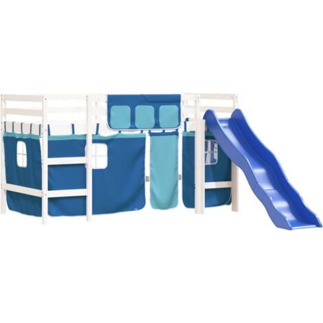 Single Bed，Children's bed，Kids' Loft Bed with Curtains without Mattress Blue 80x200 cm VSVS520946