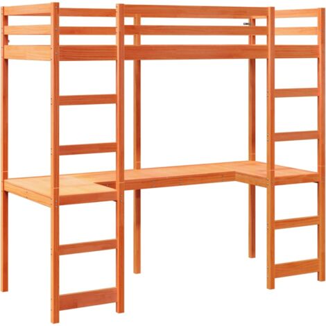 Single Bed，Adult bed，Loft Bed Frame without Mattress Wax Brown 80x200 cm Solid Wood Pine VSVS318085