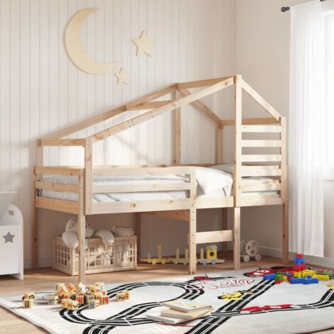 Single Bed，Adult bed，High Sleeper Bed without Mattress 90x200 cm Solid Wood Pine VSVS971948
