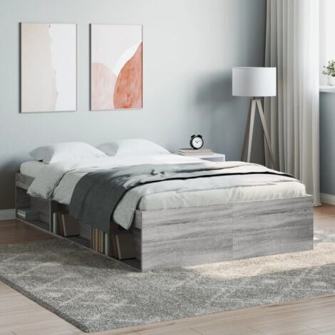 Double bed，Adult bed，Bed Frame without Mattress Grey Sonoma 120x190 cm Small Double Small Double VSVS344304