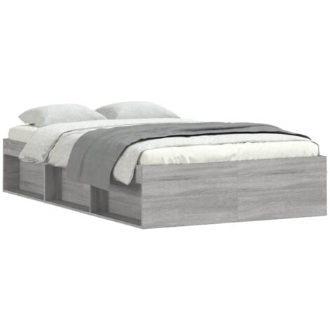 Double bed，Adult bed，Bed Frame without Mattress Grey Sonoma 120x190 cm Small Double Small Double VSVS344304