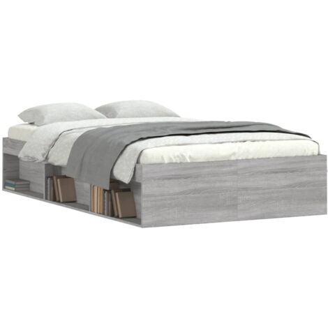 Double bed，Adult bed，Bed Frame without Mattress Grey Sonoma 120x190 cm Small Double Small Double VSVS344304