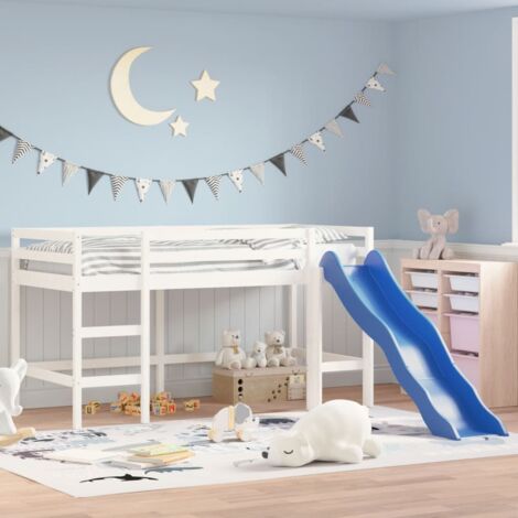 Single Bed，Children's bed，Kids' Loft Bed without Mattress with Slide White 80x200 cm VSVS290483