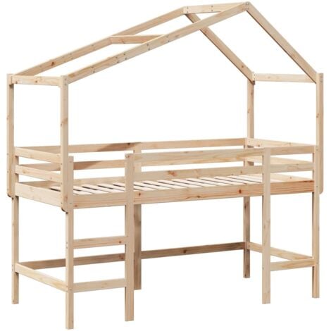 Single Bed，Adult bed，Loft Bed with Ladder and Roof without Mattress 90x190 cm Single VSVS496932