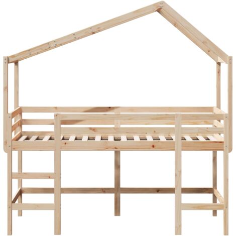 Single Bed，Adult bed，Loft Bed with Ladder and Roof without Mattress 90x190 cm Single VSVS496932