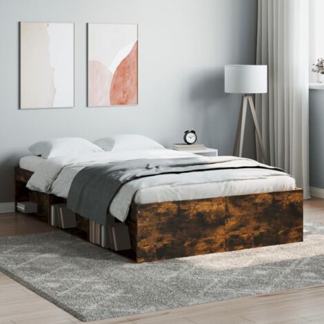 Double bed，Adult bed，Bed Frame without Mattress Smoked Oak 120x190 cm Small Double Small Double VSVS343325