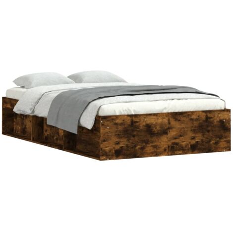 Double bed，Adult bed，Bed Frame without Mattress Smoked Oak 120x190 cm Small Double Small Double VSVS343325