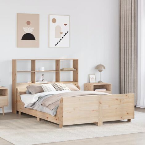 Double bed Adult bed Bookcase Bed without Mattress 140x200 cm Solid Wood VSVS903618