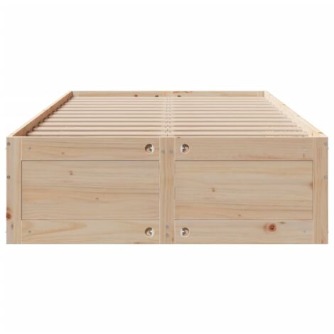 Double bed，Adult bed，Bed Frame without Mattress with Drawers 135x190 cm Double Solid Wood Pine VSVS378305