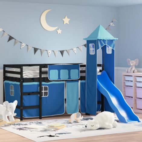 Single Bed Children s bed Kids Loft Bed with Tower without Mattress Blue 80x200 cm VSVS773649