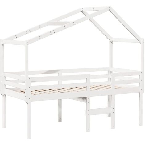 Single Bed，Adult bed，High Sleeper Bed without Mattress White 75x190 cm Small Single Solid Wood Pine VSVS296464