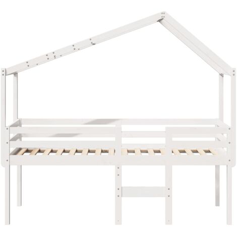 Single Bed，Adult bed，High Sleeper Bed without Mattress White 75x190 cm Small Single Solid Wood Pine VSVS296464