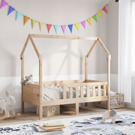 Single Bed，Children's bed，Kids' House Bed Frame without Mattress 80x160 cm Pine VSVS415538