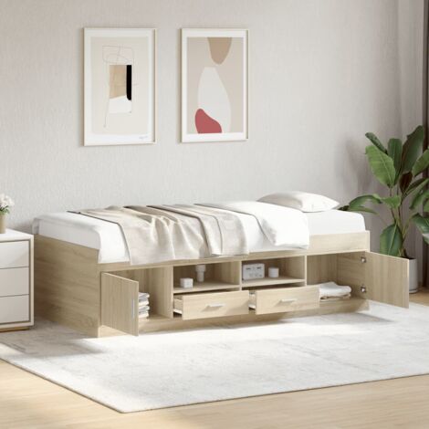 Single Bed Adult bed Daybed with Drawers without Mattress Sonoma Oak 75x190 cm Small Single VSVS448370