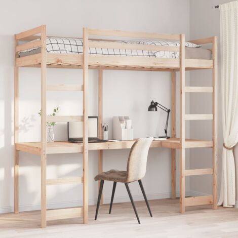 Single Bed，Adult bed，Loft Bed Frame without Mattress 75x190 cm Small Single Solid Wood Pine VSVS312458