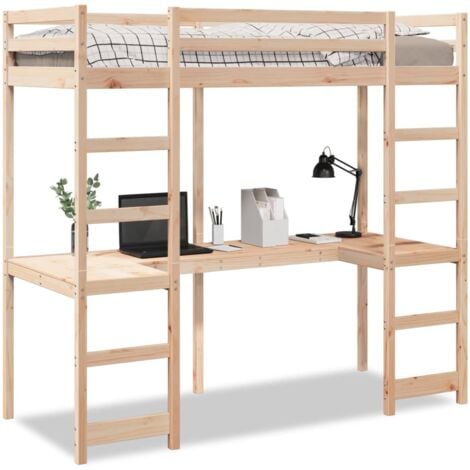 Single Bed，Adult bed，Loft Bed Frame without Mattress 75x190 cm Small Single Solid Wood Pine VSVS312458