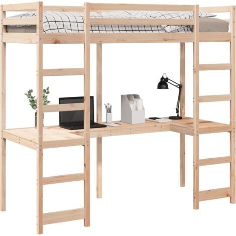Single Bed，Adult bed，Loft Bed Frame without Mattress 75x190 cm Small Single Solid Wood Pine VSVS312458